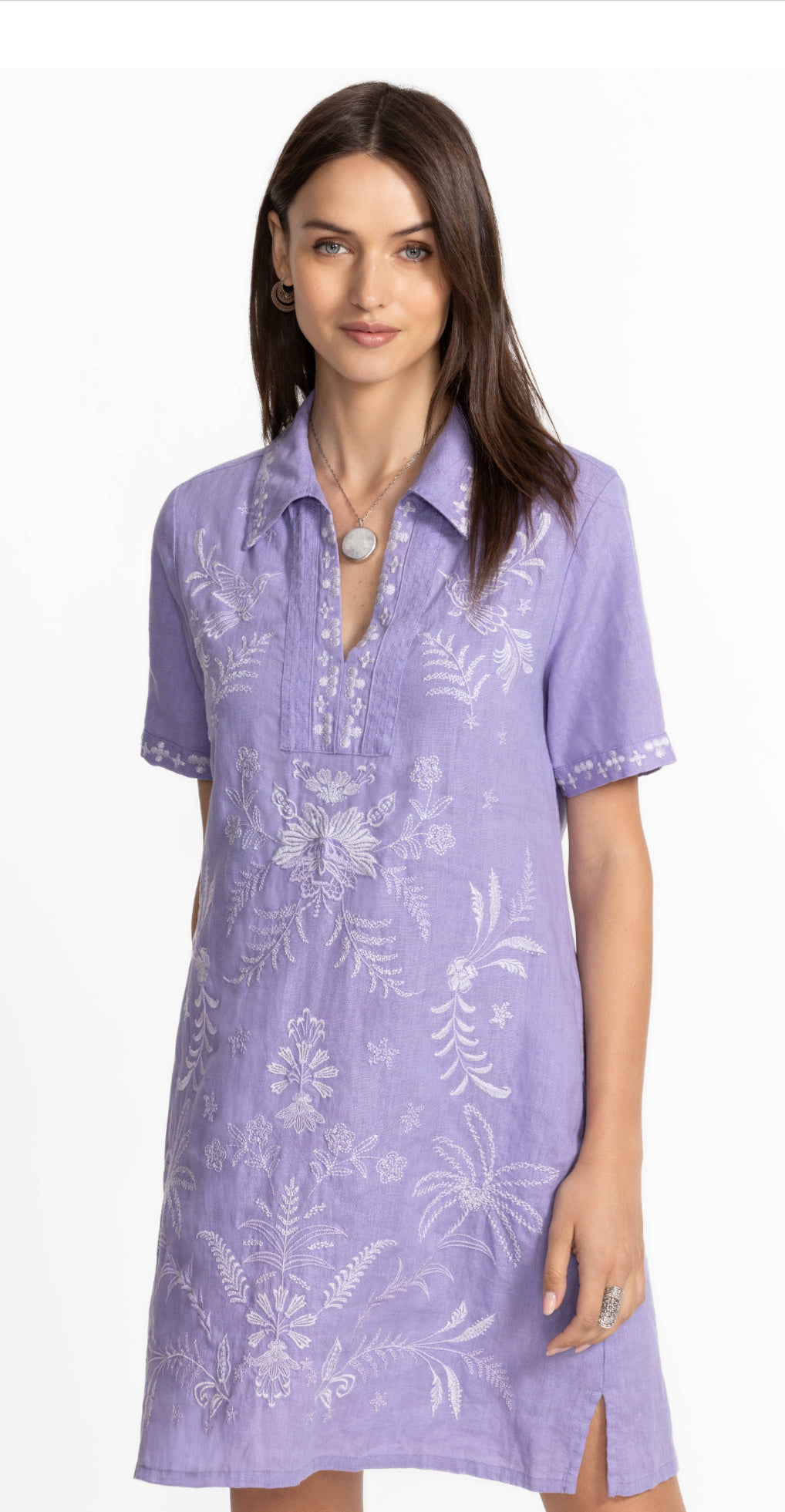 Johnny Was Henley Collared Dress-Winona (Persian Violet)