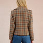 Molly Bracken Houndstooth Pattern Short Jacket-Brown