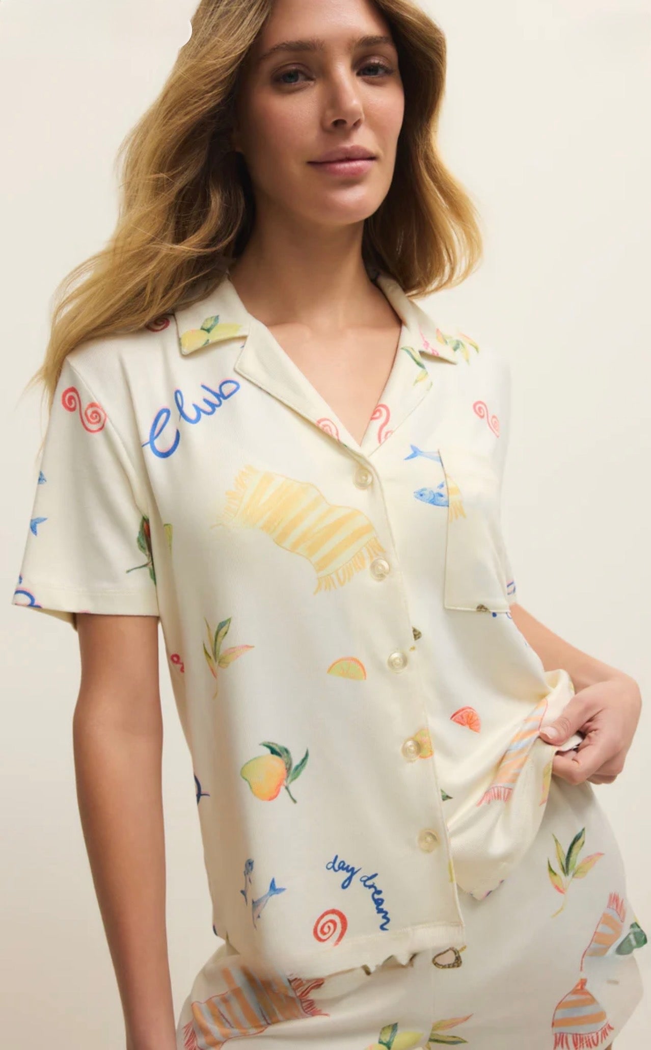 Z Supply Beach Days PJ Top-Vanilla Ice