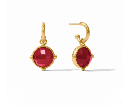 Julie Vos “Honeybee” Hoop & Charm Earring - Gold/Iridescent Ruby Red