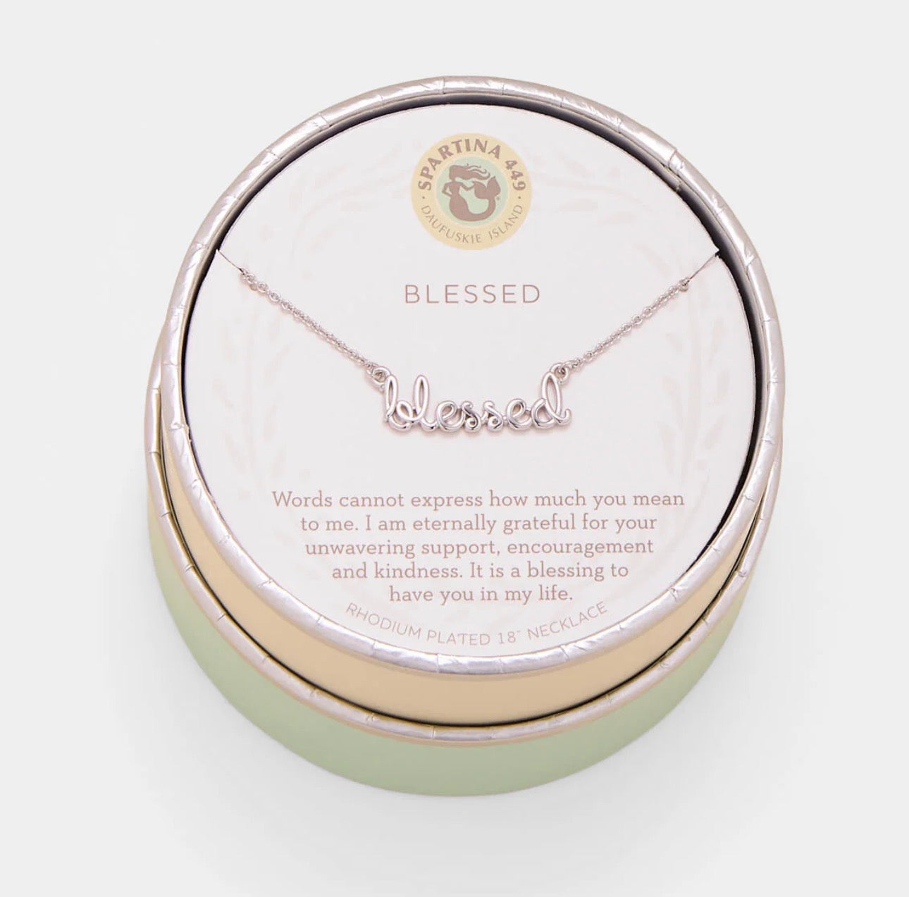 Spartina 449 Sea La Vie 18” Necklace-Blessed Script - Silver
