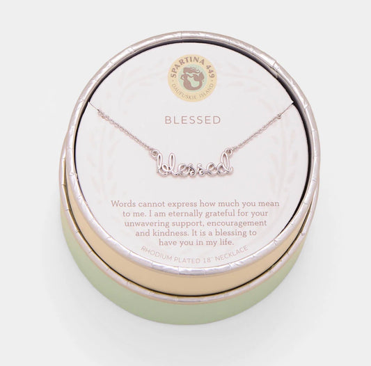 Spartina 449 Sea La Vie 18” Necklace-Blessed Script - Silver