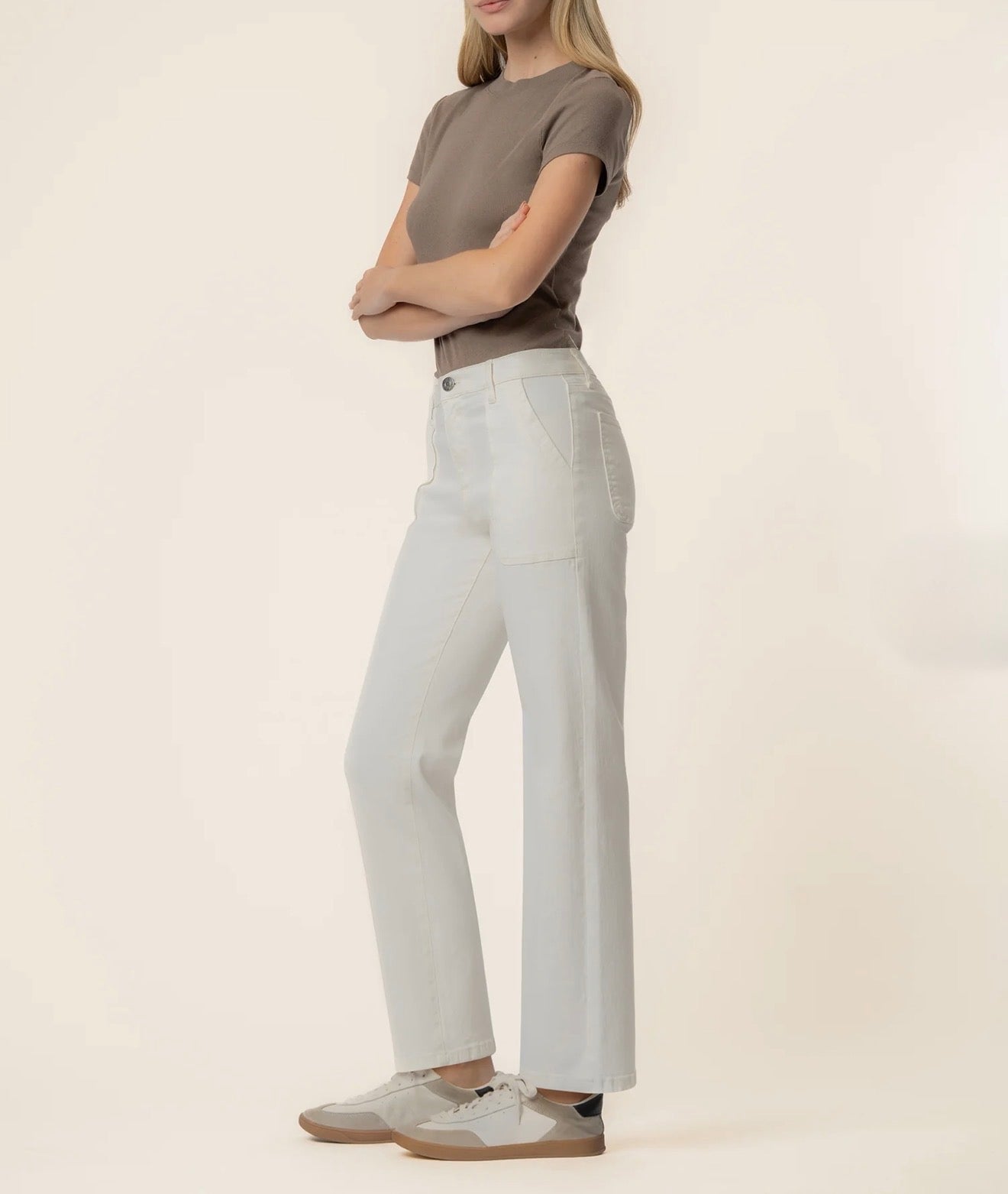 Kut from the Kloth “Avery” High Rise Easy Straight Leg - Ivory
