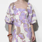 Greylin "Emery" Bubble Sleeve Piped Mini Dress-Cream/Lilac