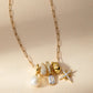 LeMel “Lucy” Triple Charm Necklace-Gold