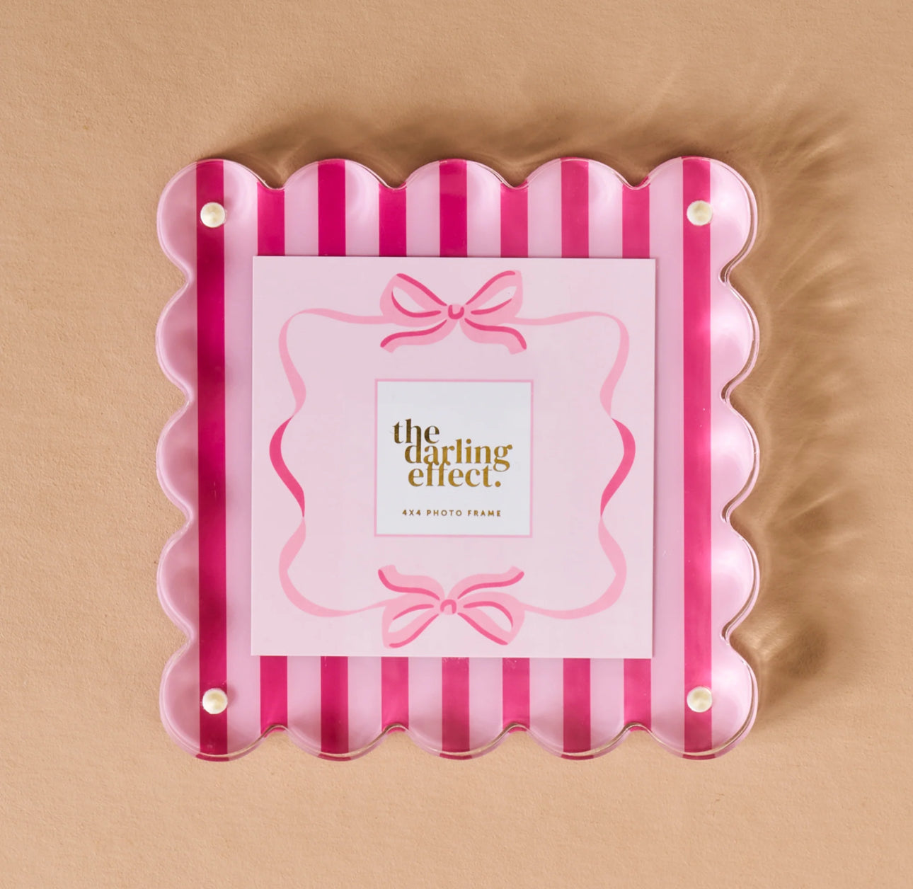 The Darling Effect Square Scalloped Acrylic Frame-Sweetheart Stripe