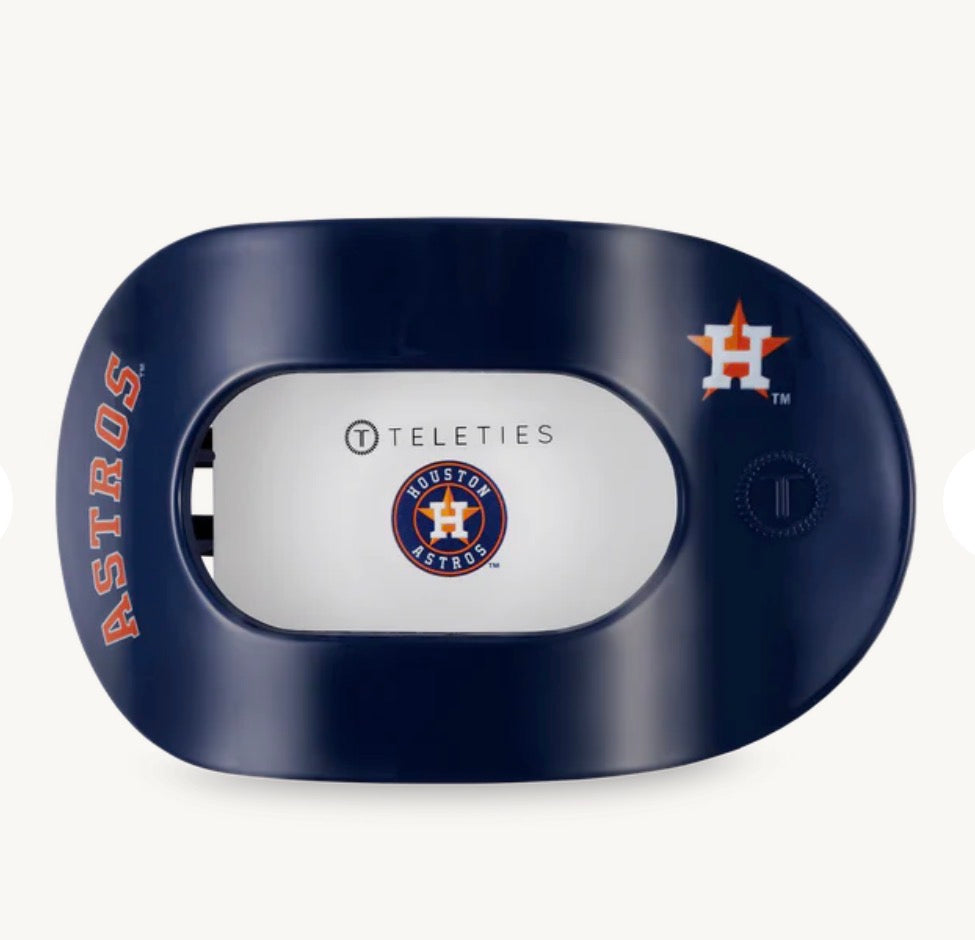 Teleties Medium Flat Round Hairclip- Houston Astros