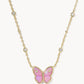 Kendra Scott Cailey Butterfly Short Pendant Necklace-Gold Pink Opalescent Resin