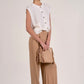 Elan “Ayla” Sleeveless Button Front Cardigan-White