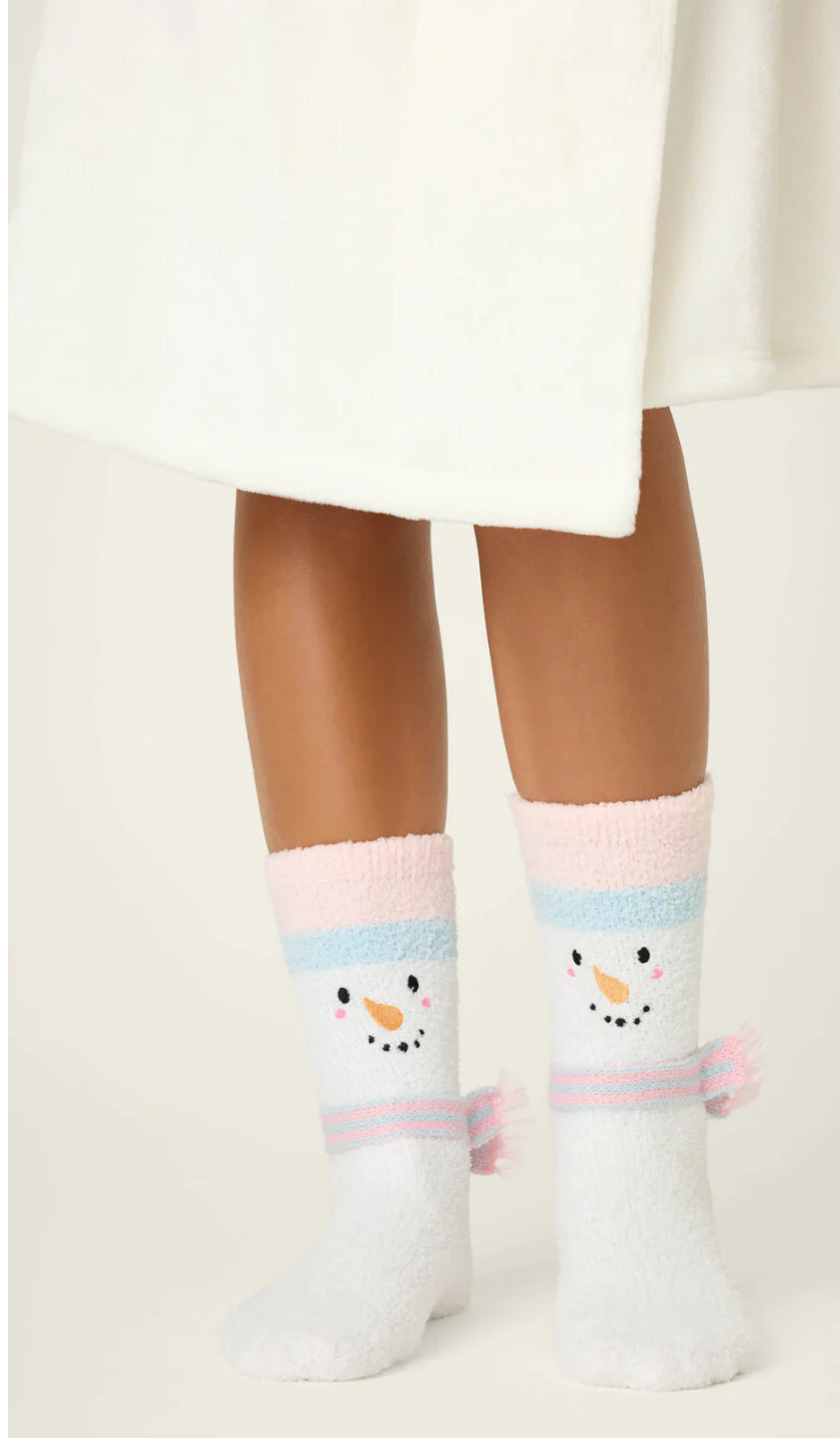PJ Salvage Cozy Ski Jammie Crew Socks-Snowman