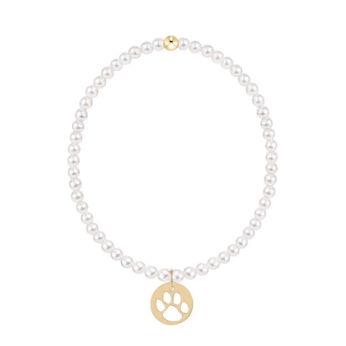 Enewton "Classic" Pearl 3mm Bead Bracelet-Paw Print Gold Disc