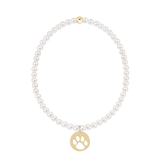 Enewton "Classic" Pearl 3mm Bead Bracelet-Paw Print Gold Disc