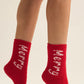 Z Supply Bright & Merry 2 Pack Socks-Haute Red