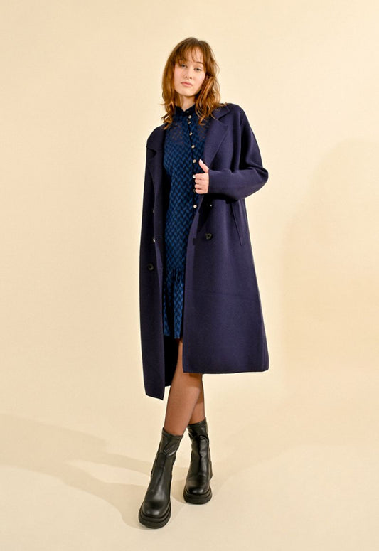 Molly Bracken Knit Coat-Navy Blue