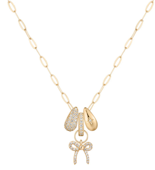 LeMel “Lucy” Bow Charm Necklace-Gold