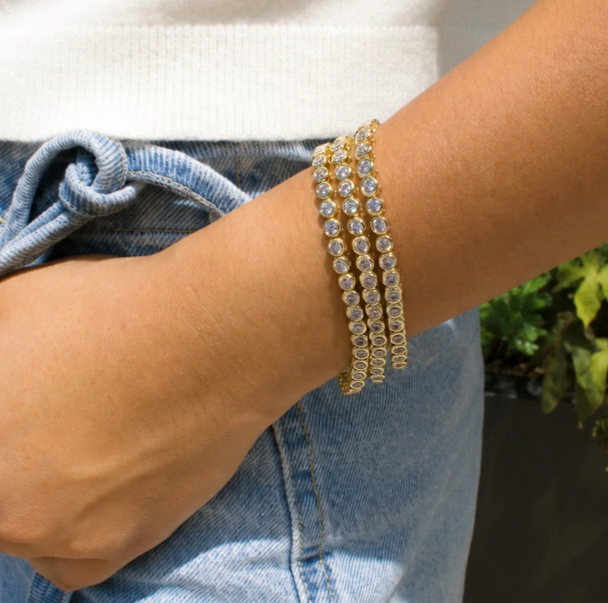 LeMel “Blaire” Bezel CZ Tennis Bracelet-Gold