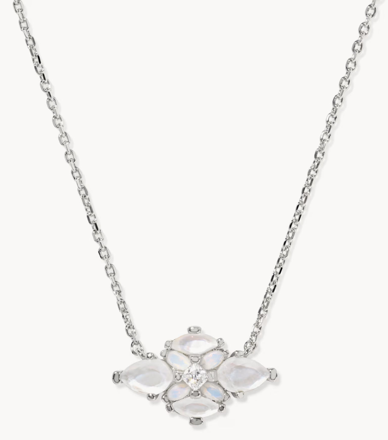 Kendra Scott Abbie Crystal Pendant Necklace-Silver Neutral Mix
