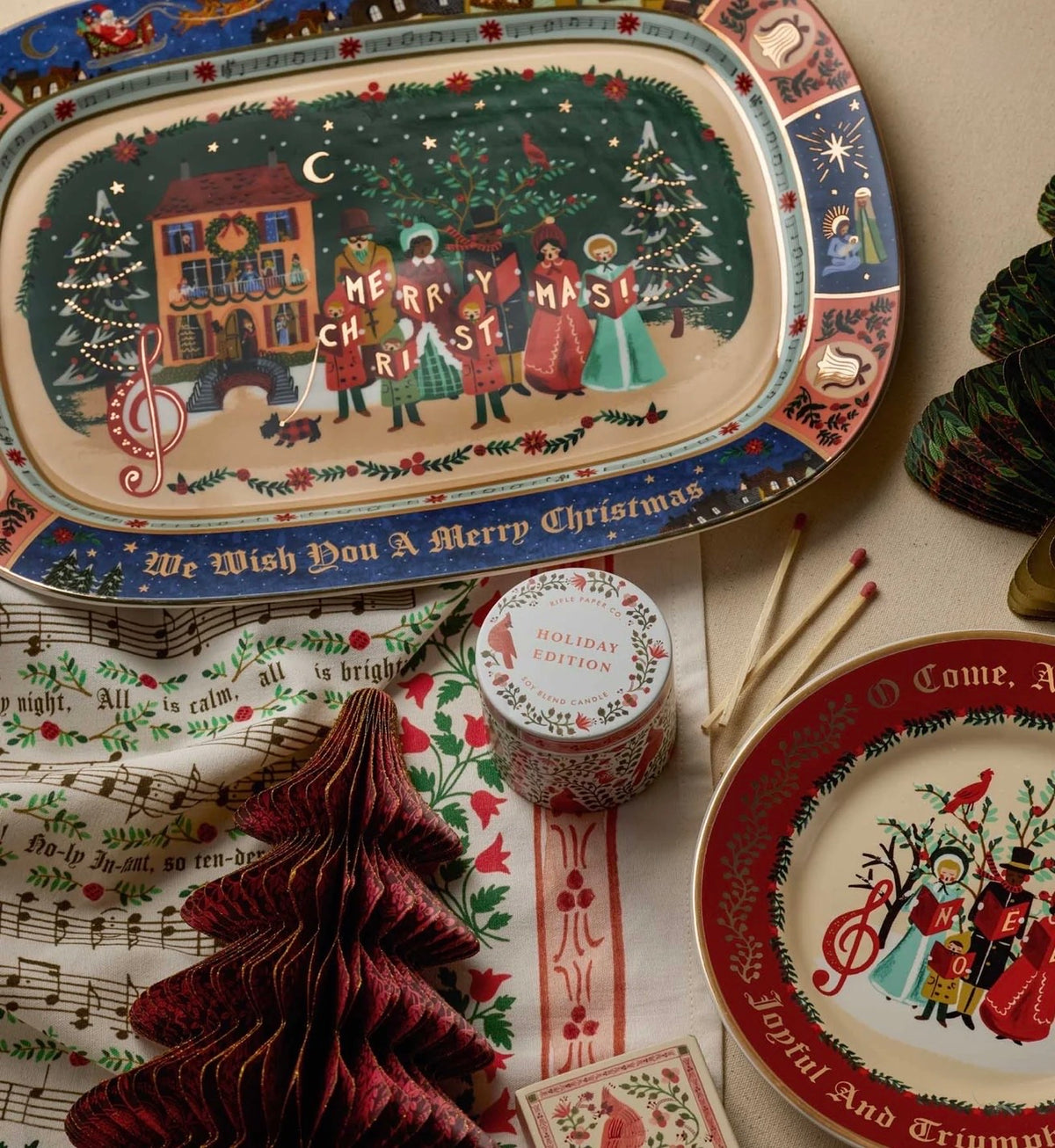 Rifle Paper Co. "Christmas Carols" Large Porcelain Serving Platter