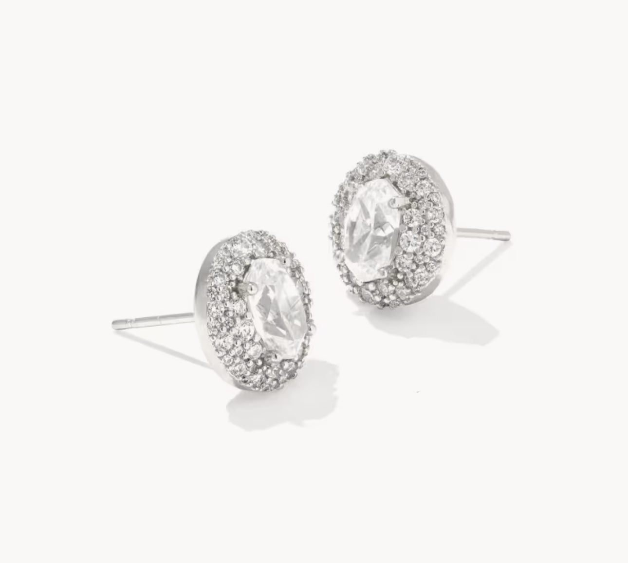Kendra Scott Bella Stud Earring-Silver White CZ