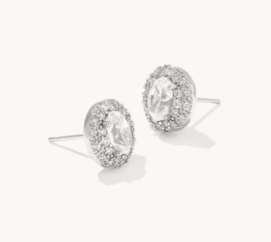 Kendra Scott Bella Stud Earring-Silver White CZ