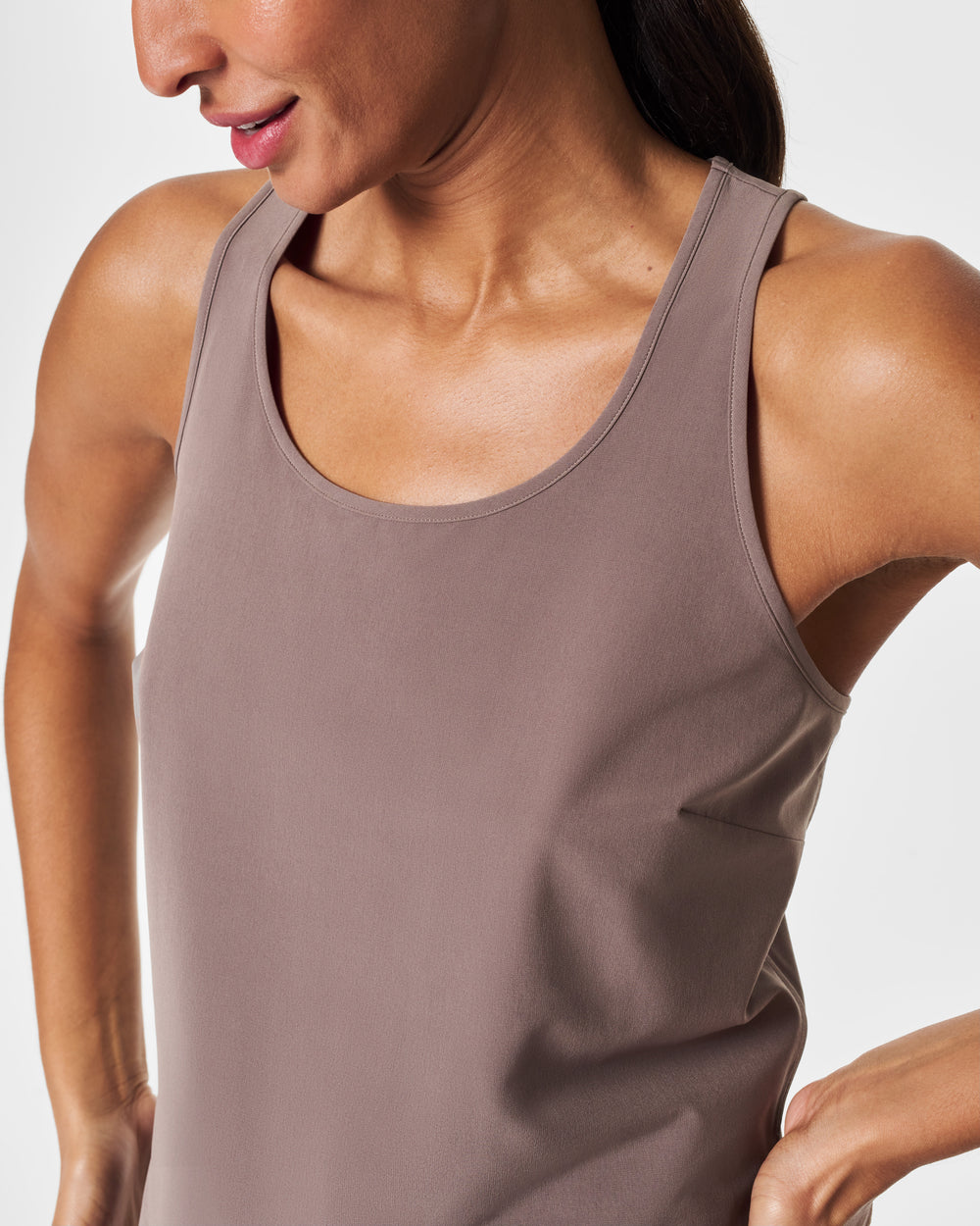 Spanx Casual Fridays Curved Hem Tank-Smoke