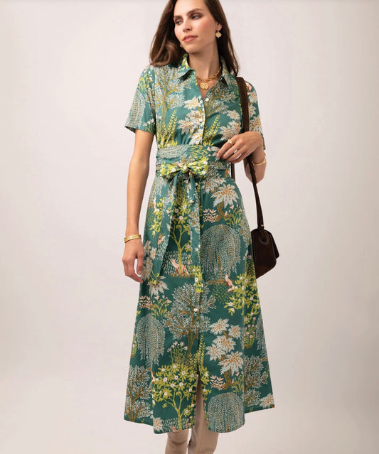 Spartina 449 “Kristen” Midi Dress - Heritage Landscape Evergreen