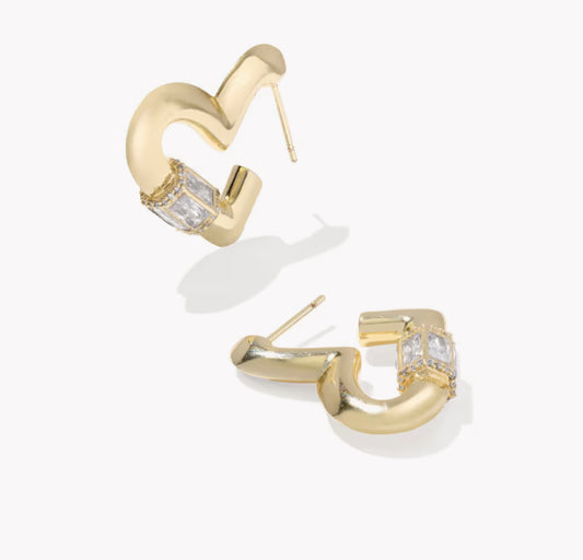 Kendra Scott Emery Heart Hoop Earring-Gold White CZ
