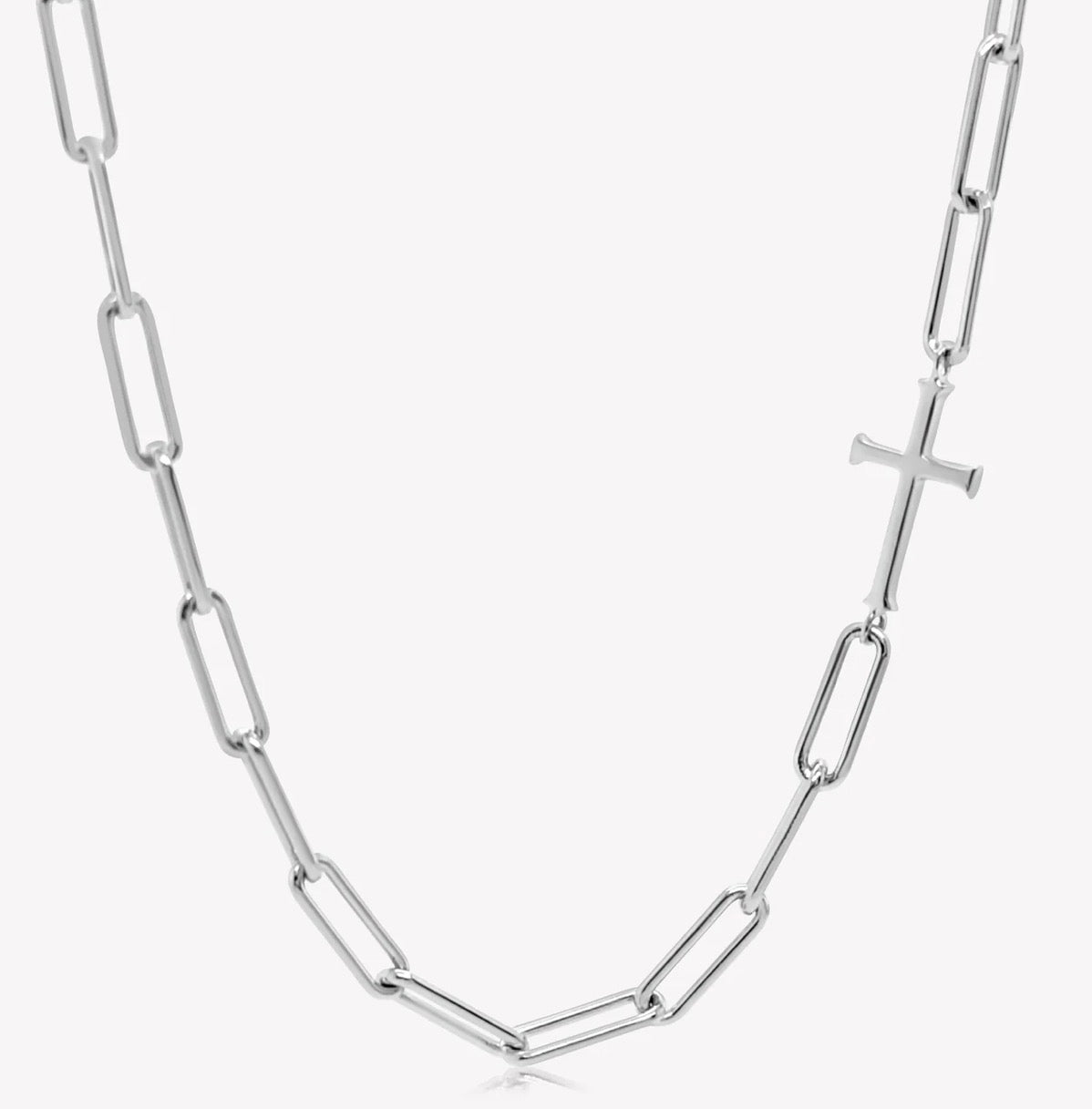 Rizen Chain Breaker Cross Necklace-Silver