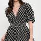 Meet Me In Santorini “Midnight Weave” Short Sleeve Dress-Black/White