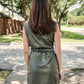 Elan “Sadie” Faux Leather Mini Dress - Pine