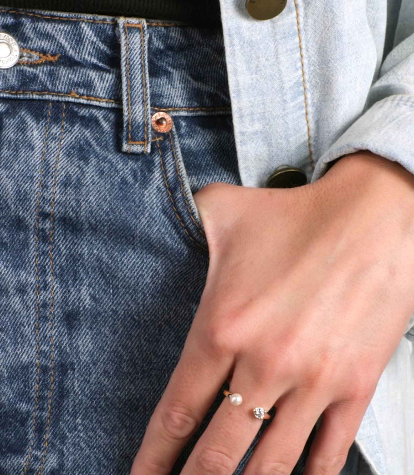 Melinda Maria “Perfect Pearl” Open Ring-Gold