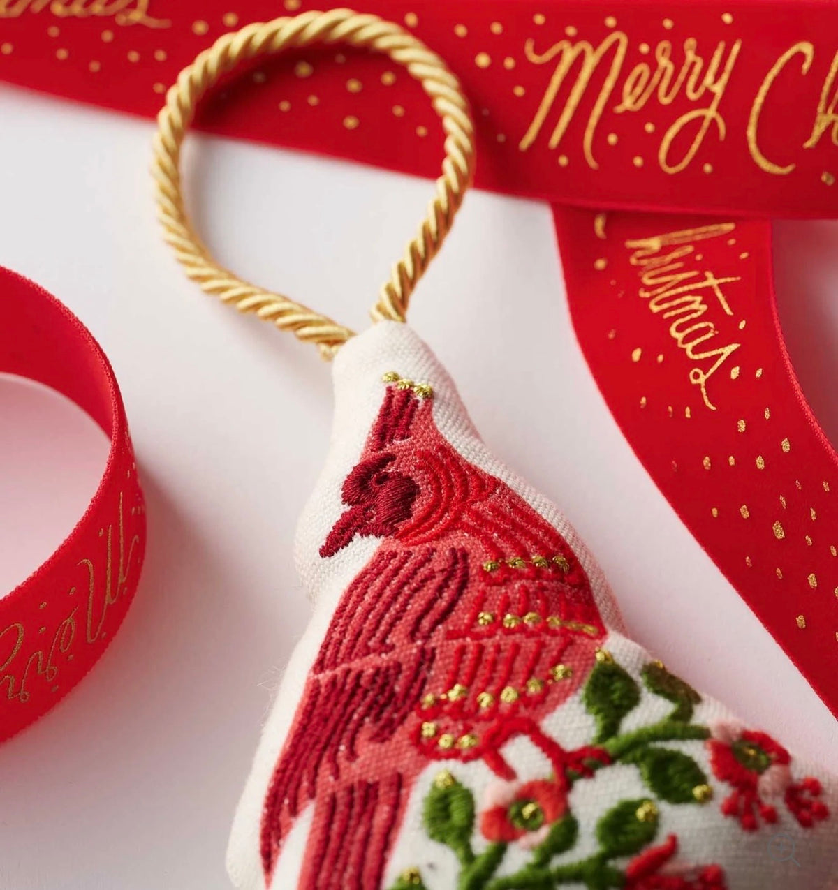Rifle Paper Co. "Cardinals"  Embroidered Ornament
