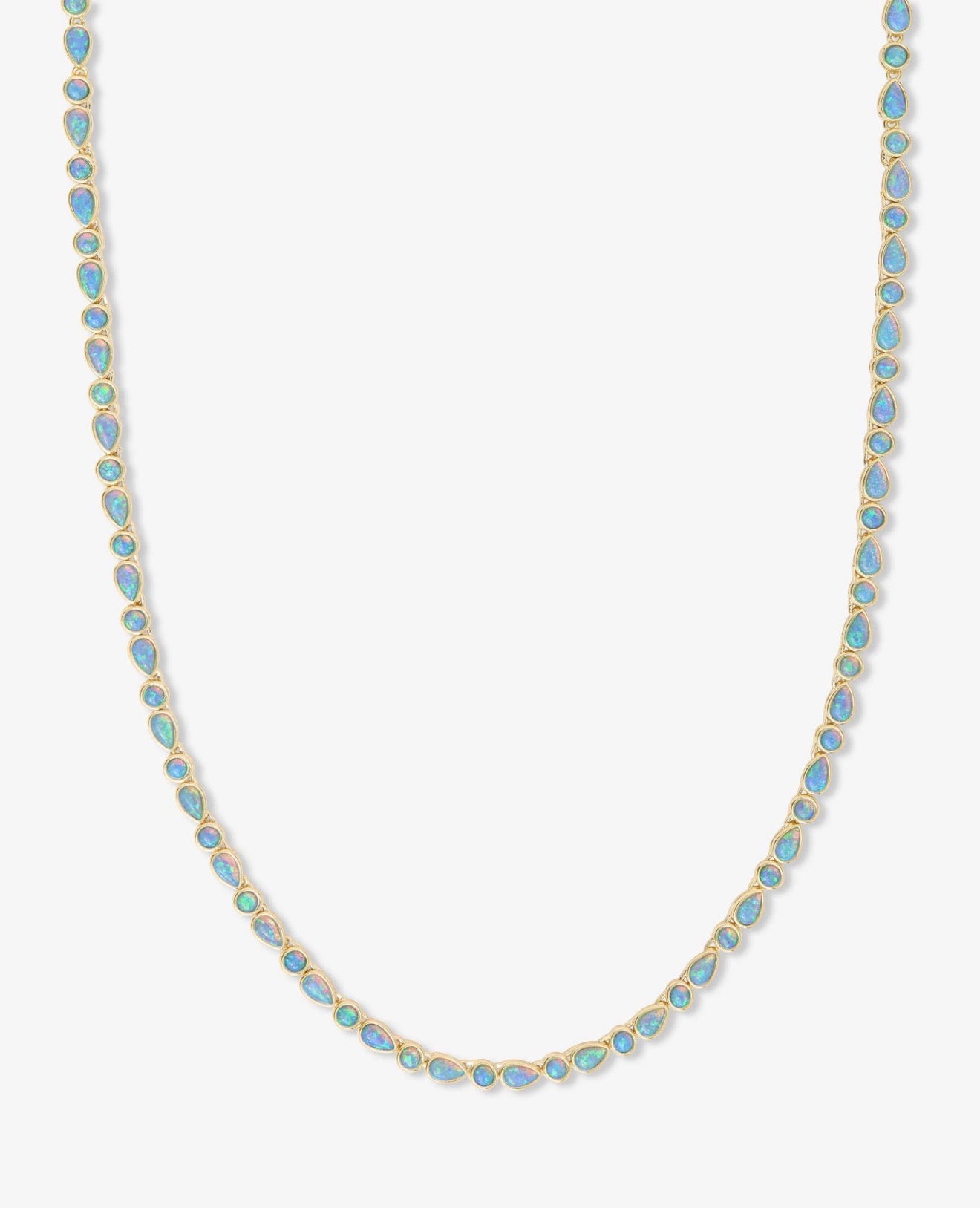 Melinda Maria “Isla” Tennis Necklace Gold/Blue Opal