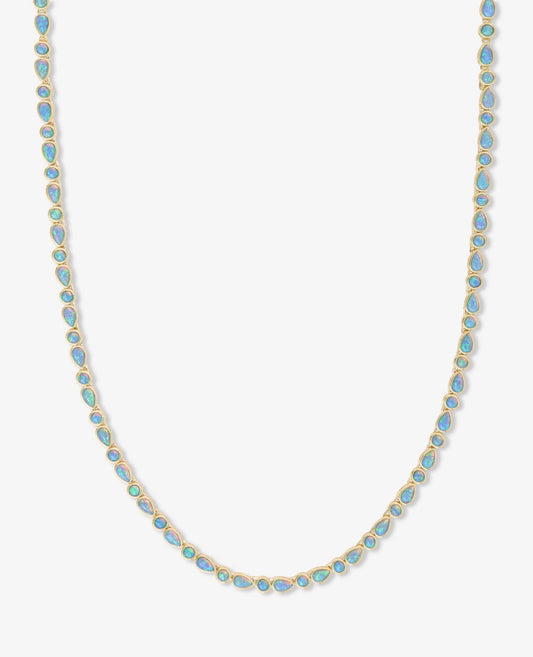 Melinda Maria “Isla” Tennis Necklace Gold/Blue Opal