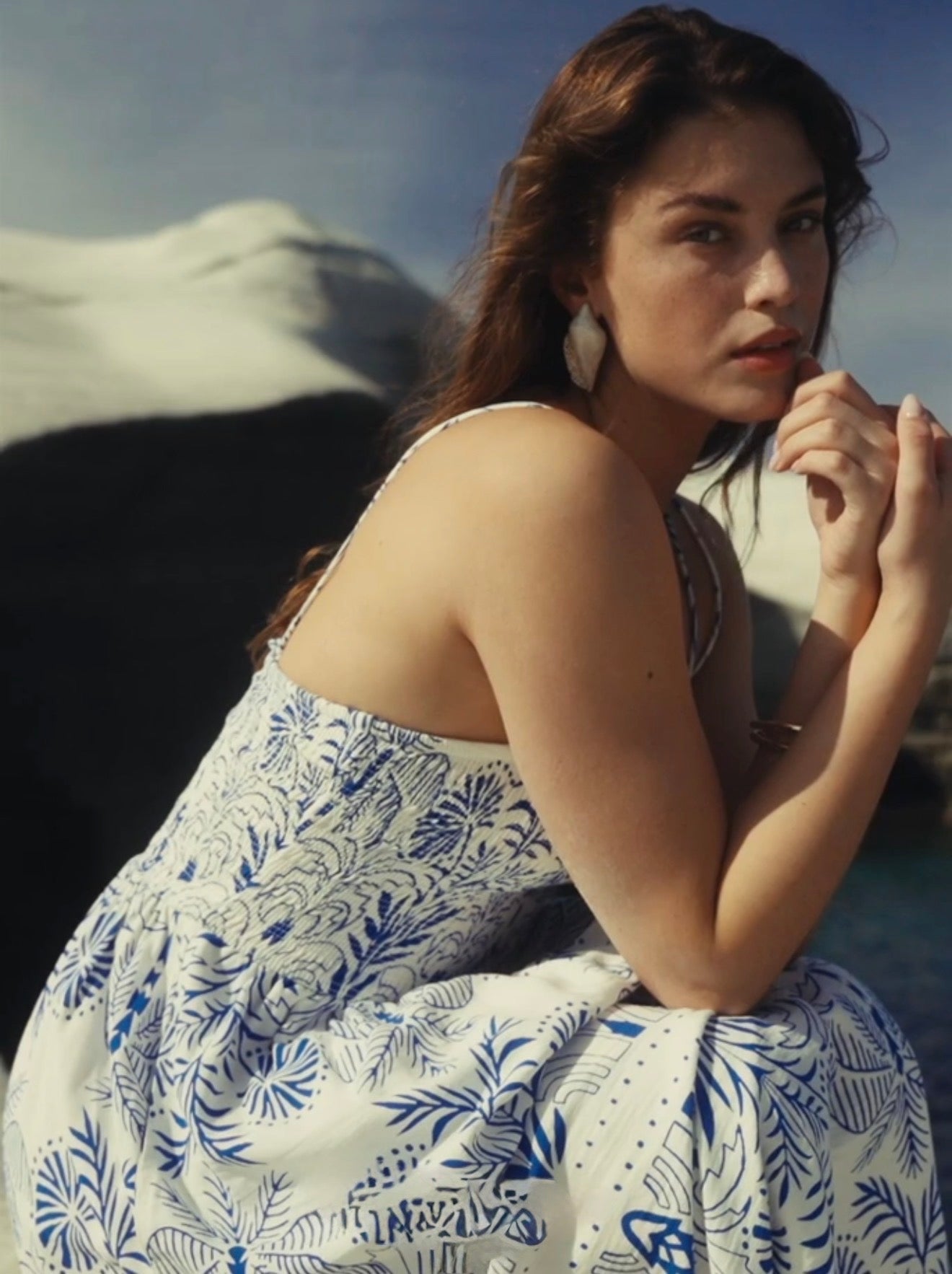Z Supply Nadine Palm Maxi Dress- Nautical