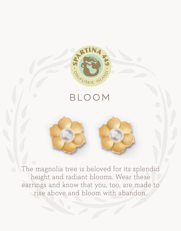 Spartina 449 SLV Stud Earrings- Bloom/Magnolia Flower