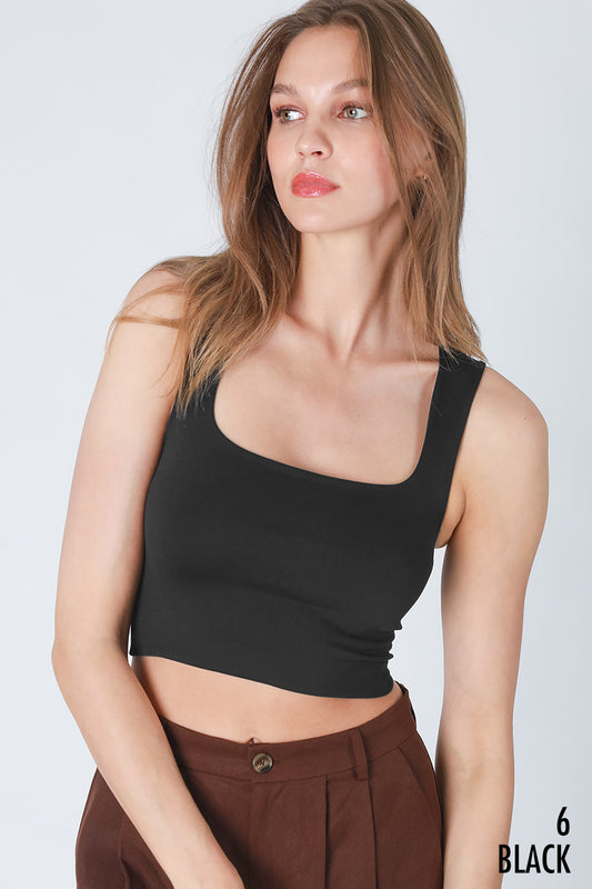 Niki Biki Clean Line Square Neck Top-Black