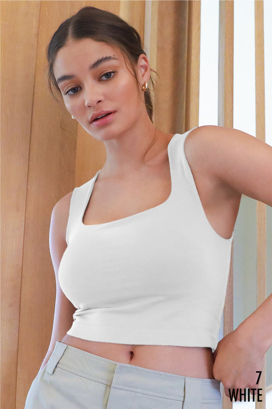Niki Biki Clean Line Square Neck Top-White