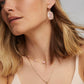 Kendra Scott Daphne Pave Frame Drop Earring- Gold Rose Quartz