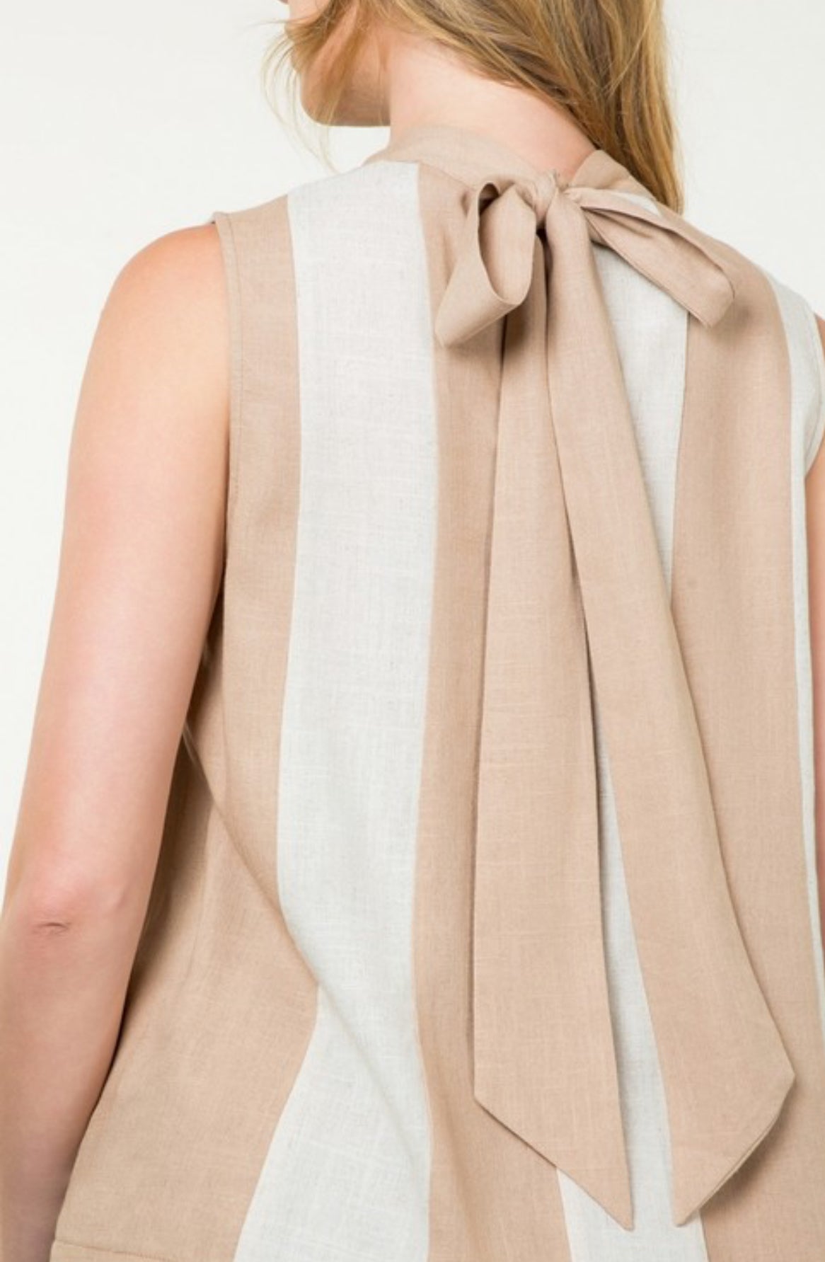 THML "Clementine" Sleeveless Colorblock Top-Beige