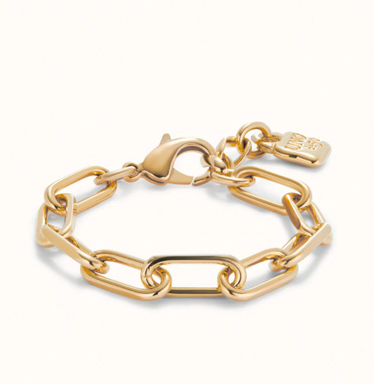 Uno de 50 "Be Brave" Large Paperclip Chain Bracelet-Gold