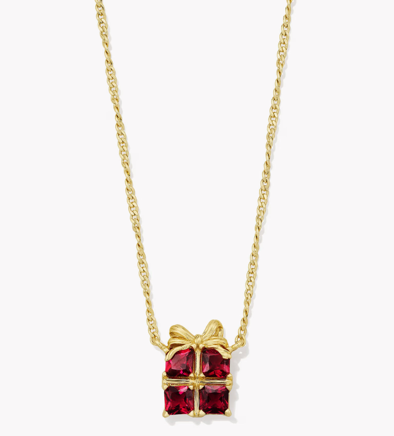 Kendra Scott Present Pendant Necklace-Gold Red Crystal