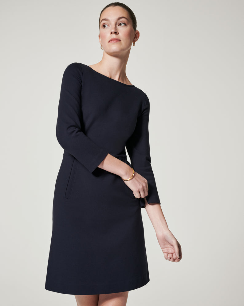 Spanx "The Perfect A-line" 3/4 Sleeve Dress-Classic Navy