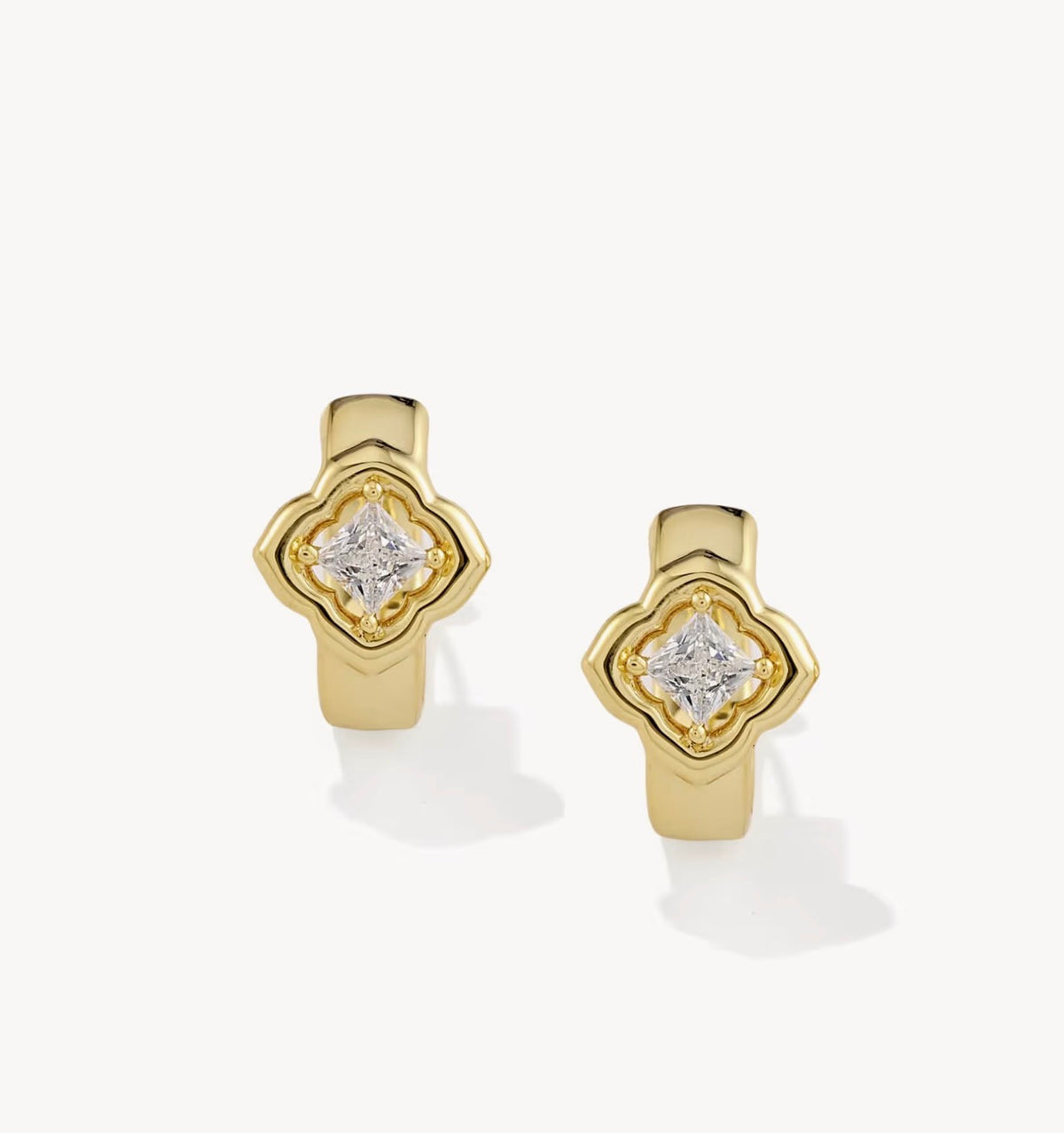 Kendra Scott Mallory Crystal Huggie Earring - Gold White CZ