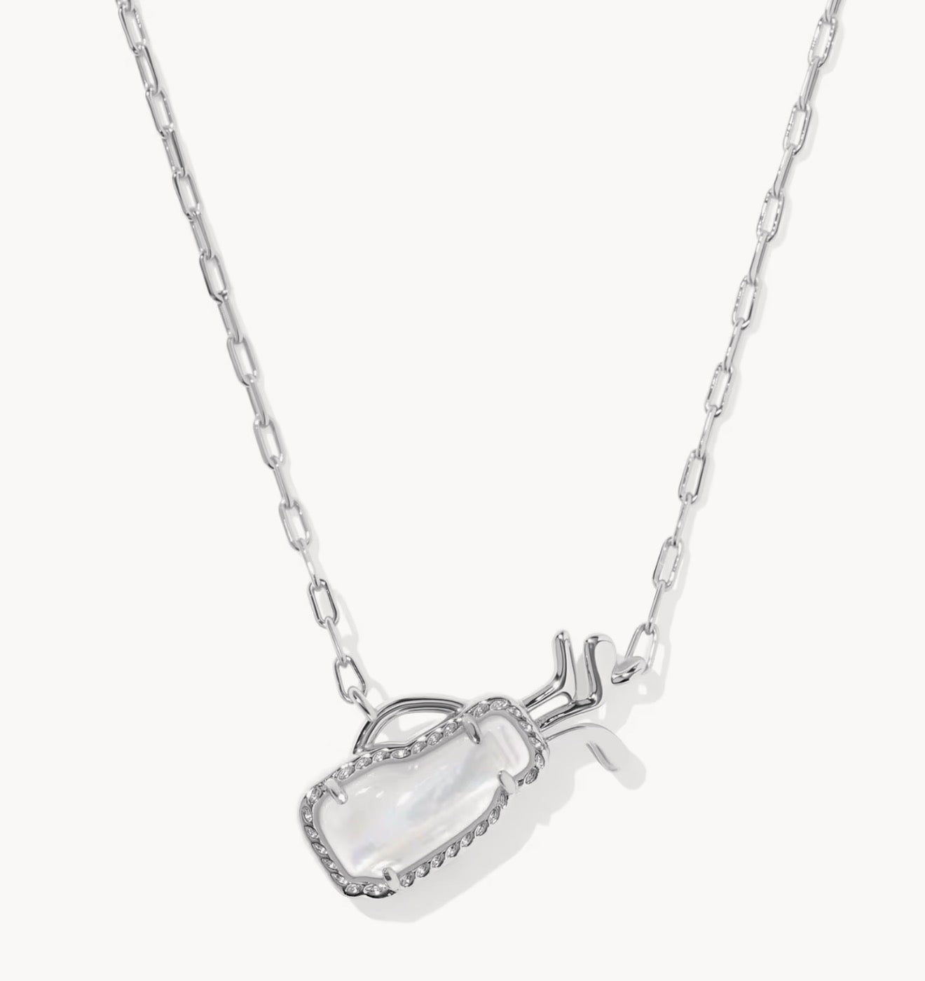 Kendra Scott Golf Short Pendant Necklace-Silver Ivory MOP