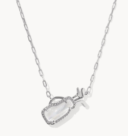 Kendra Scott Golf Short Pendant Necklace-Silver Ivory MOP