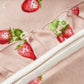 Milkbarn Kids "Strawberry" Organic Cotton Ruffle Zipper Footed Romper