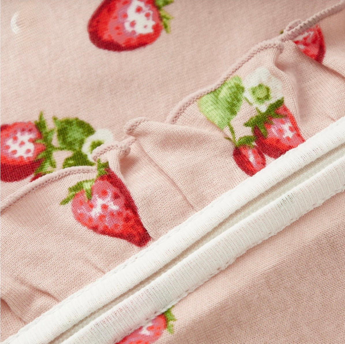 Milkbarn Kids "Strawberry" Organic Cotton Ruffle Zipper Footed Romper