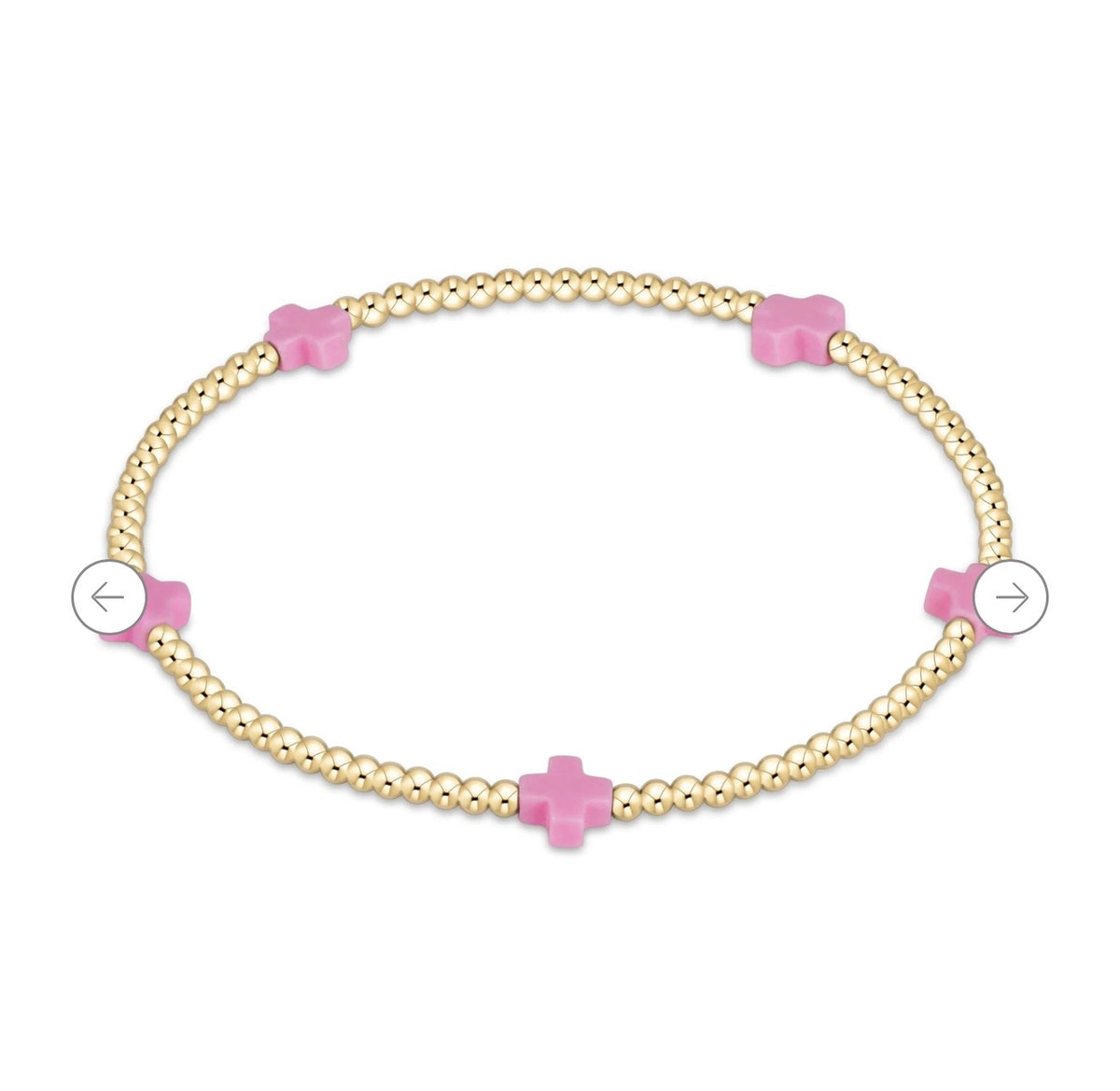 Enewton EGIRL "Signature Cross" Small Gold Pattern 2mm Bead Bracelet-Bright Pink