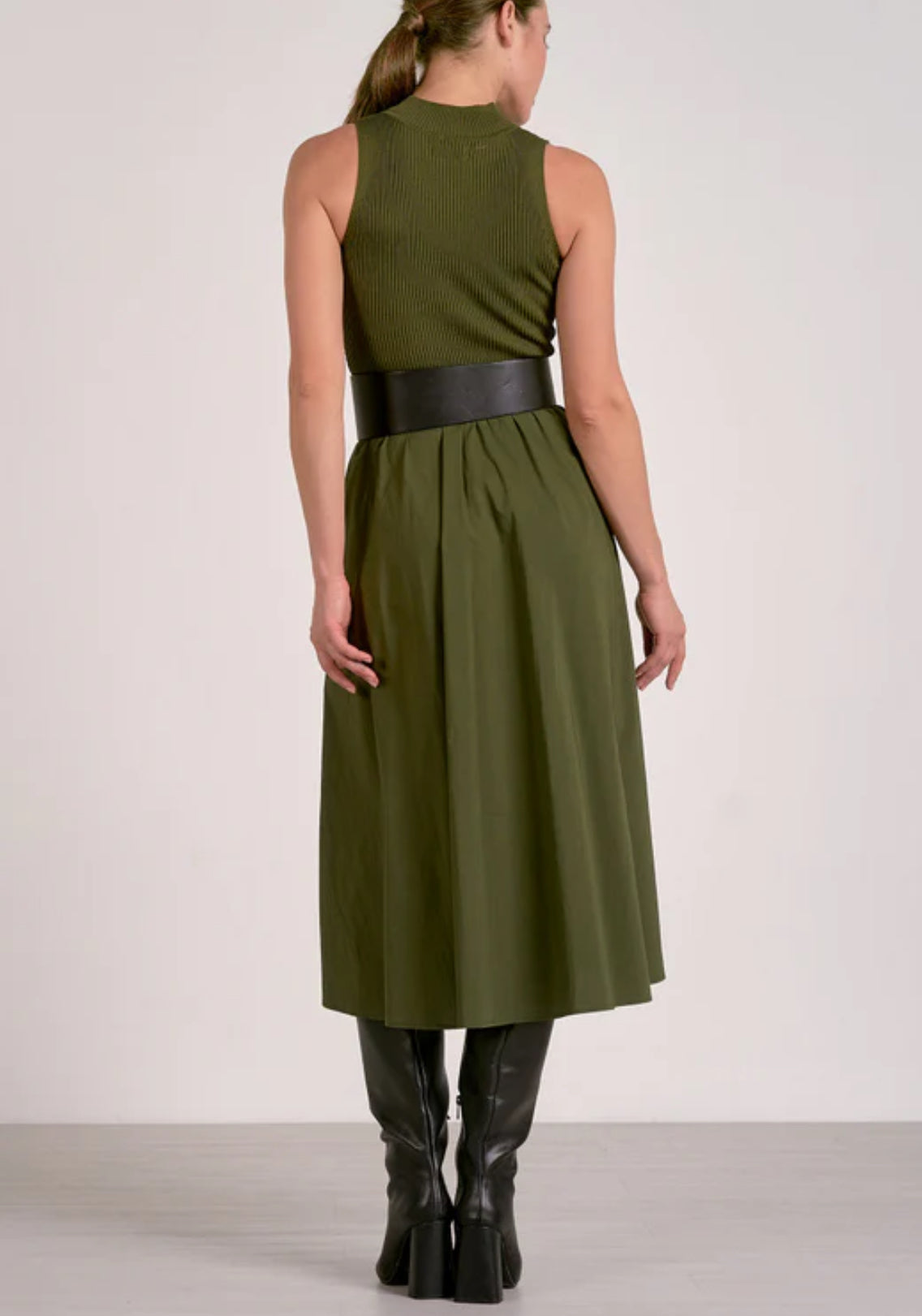 Elan “Kelsie” Mock Neck Maxi Dress - Pine